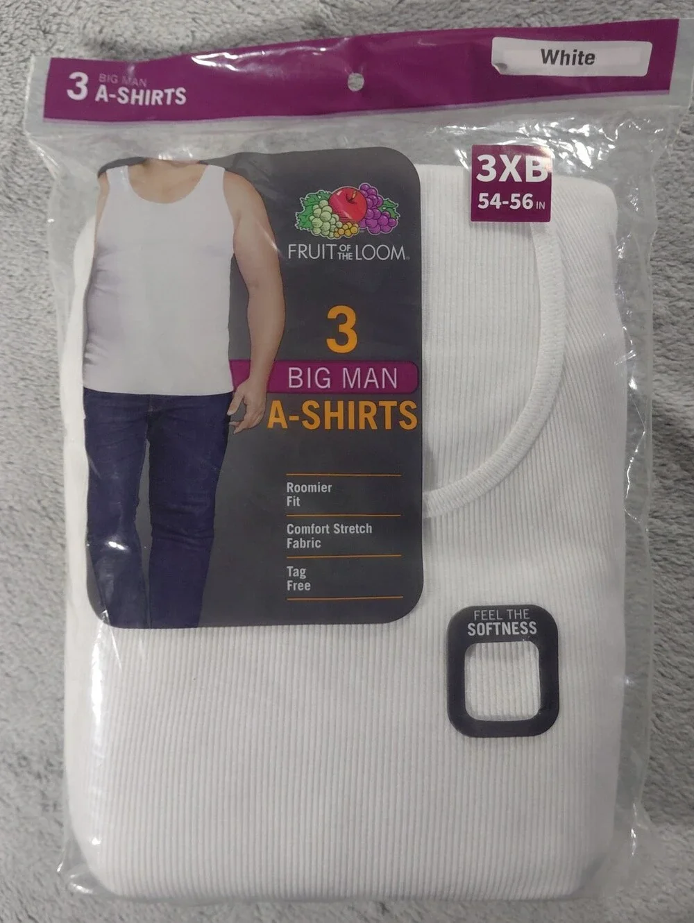Fruit of the Loom White 3-Pack Big Man A-Shirts Big & Tall